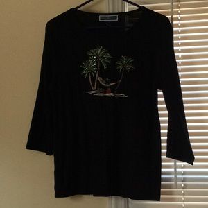 Karen Scott tropical Christmas top. **PRICE FIRM**